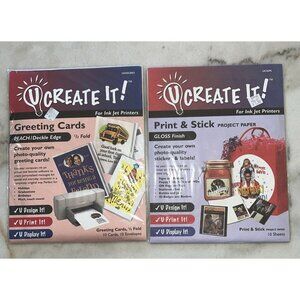 2004 U Create It Ink Jet Printers Greeting Cards/Print & Stick Project Paper New